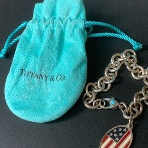 Tiffany & Co. Silver Bracelet with Flag Charm